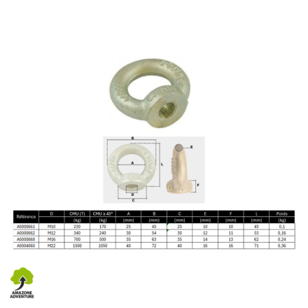 Anneau de levage femelle