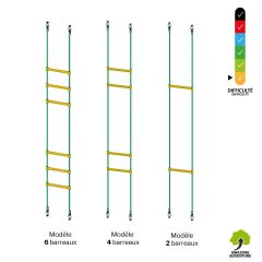 Échelle suspendue en corde armée pour parcours aventure.