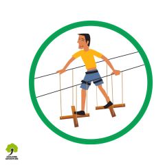 Pictogramme de signalétique : balançoires croisée sur câble de mains