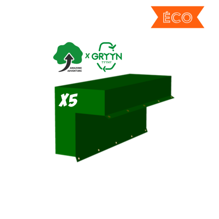 Lot économique de 5 matelas protection de plateforme préformé - Matelas GRYYN avec mousse recyclée Re-use pour la construction d'un parc accrobranche écologique et durable.